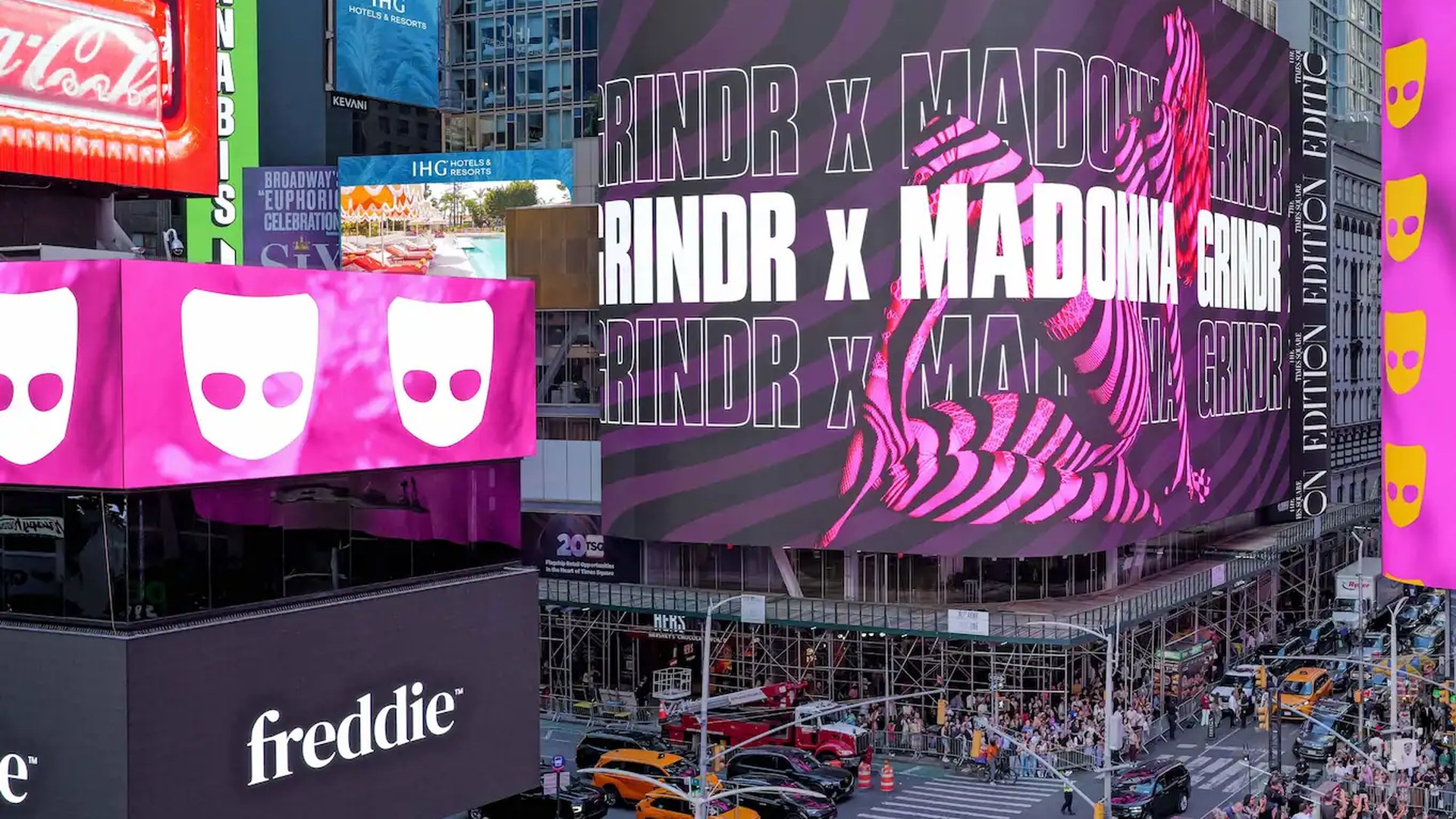 Grindr x Madonna Times Sq Pop-up