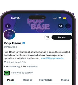 Pop Base profile, 2.7M followers